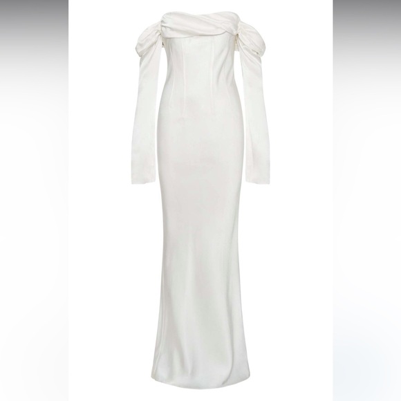 Meshki GISELLE Off Shoulder Cowl Neck Maxi Dress - White NWT - Picture 4 of 5